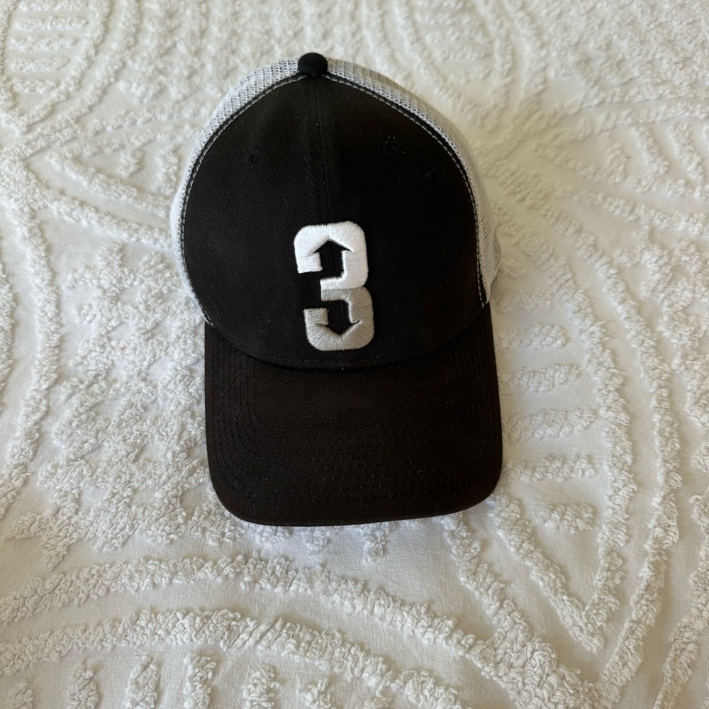 Black Mesh Trucker Cap with White '3' Patch